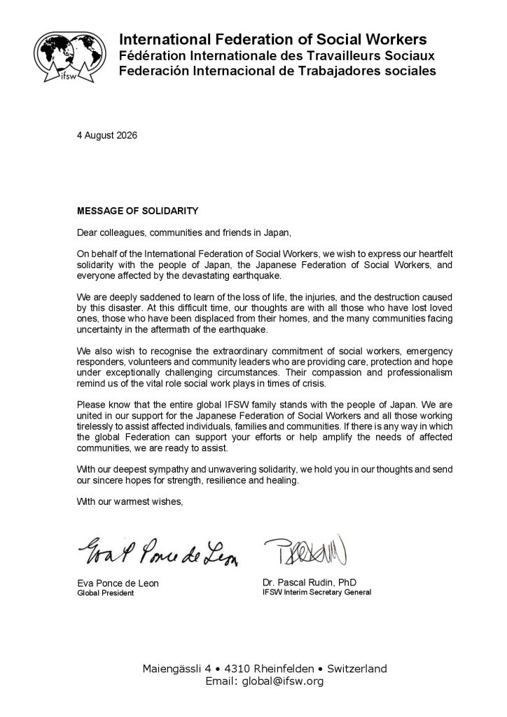 MESSAGE OF SOLIDARITY